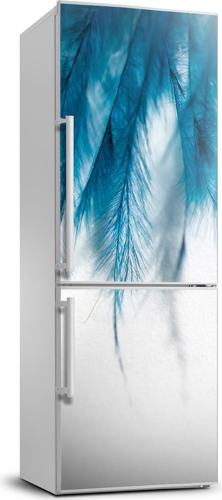 Tulup Kühlschrankdekoration - 70x190 cm - Aufkleber auf dem Kühlschrank - blaue Federn
