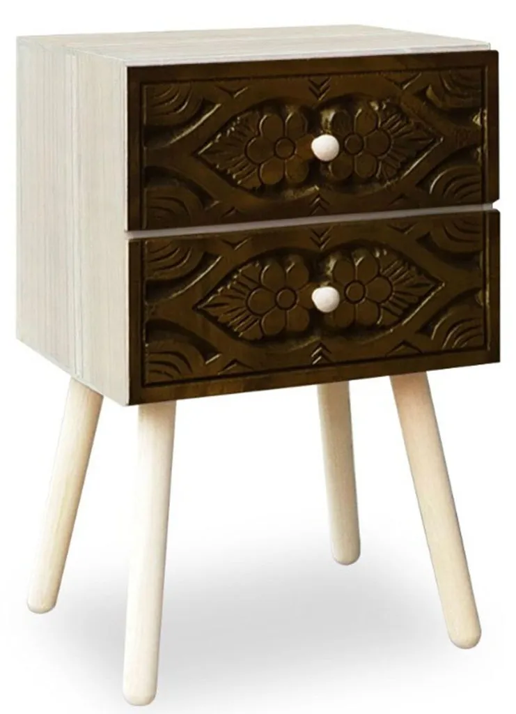 MENZZO Table de chevet Catana 2 tiroirs Marron - Style Industriel Chic