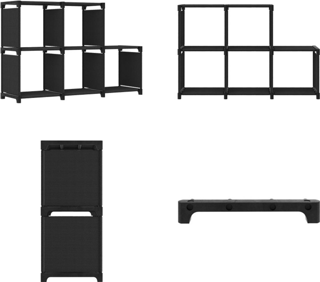 vidaXL Würfelregal mit 5 Fächern Schwarz 103x30x72,5 cm Stoff - Regal - Regale - Lagerregal - Lagerregale