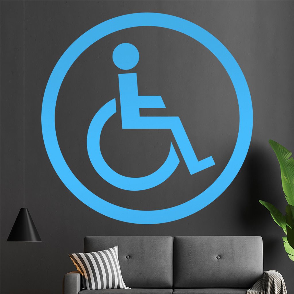KIWISTAR Rollstuhl Zeichen Rund - Rolli Krankenhaus Klinik Rollstuhl barrierefrei Wandtattoo in 6 Größen - Wandaufkleber Wall Sticker - Dekoratio...