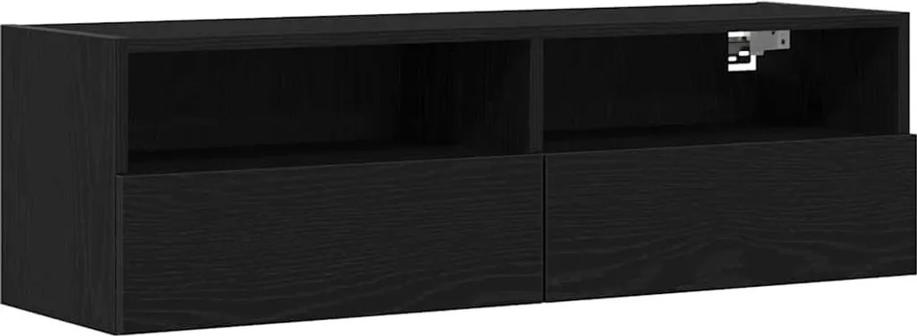 Mobile TV Sospeso Rovere Nero 100x30x30 cm | Design Moderno Salotto