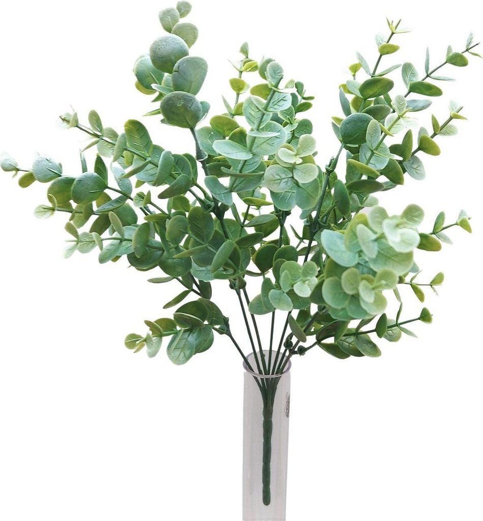 artplants.de Künstliche Eukalyptus Busch HILLARDA auf Steckstab, grün, 35cm - Dekopflanze
