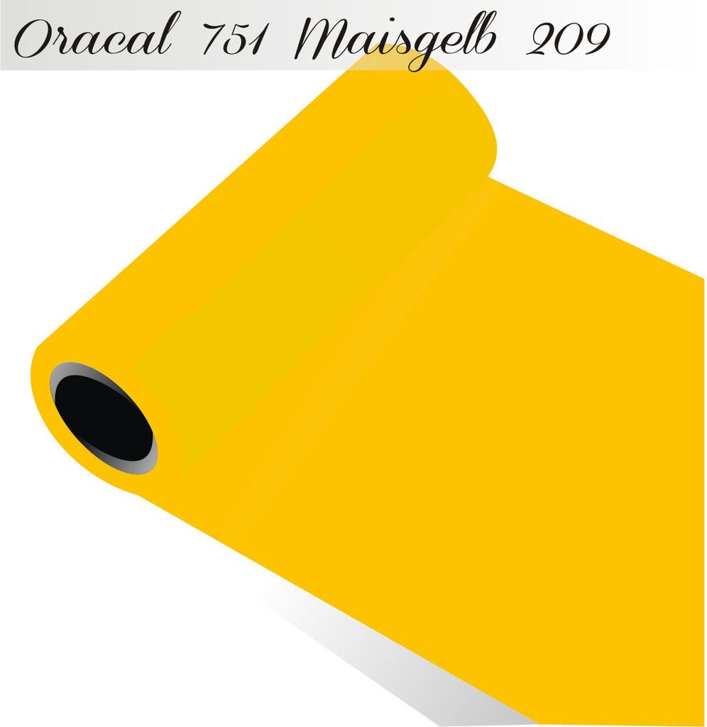 Oracal 751 - Orafol Folie 5m (Laufmeter) freie Farbwahl 118 glänzende Farben - glanz in 4 Größen, 50 cm Folienhöhe maisgelb - 209