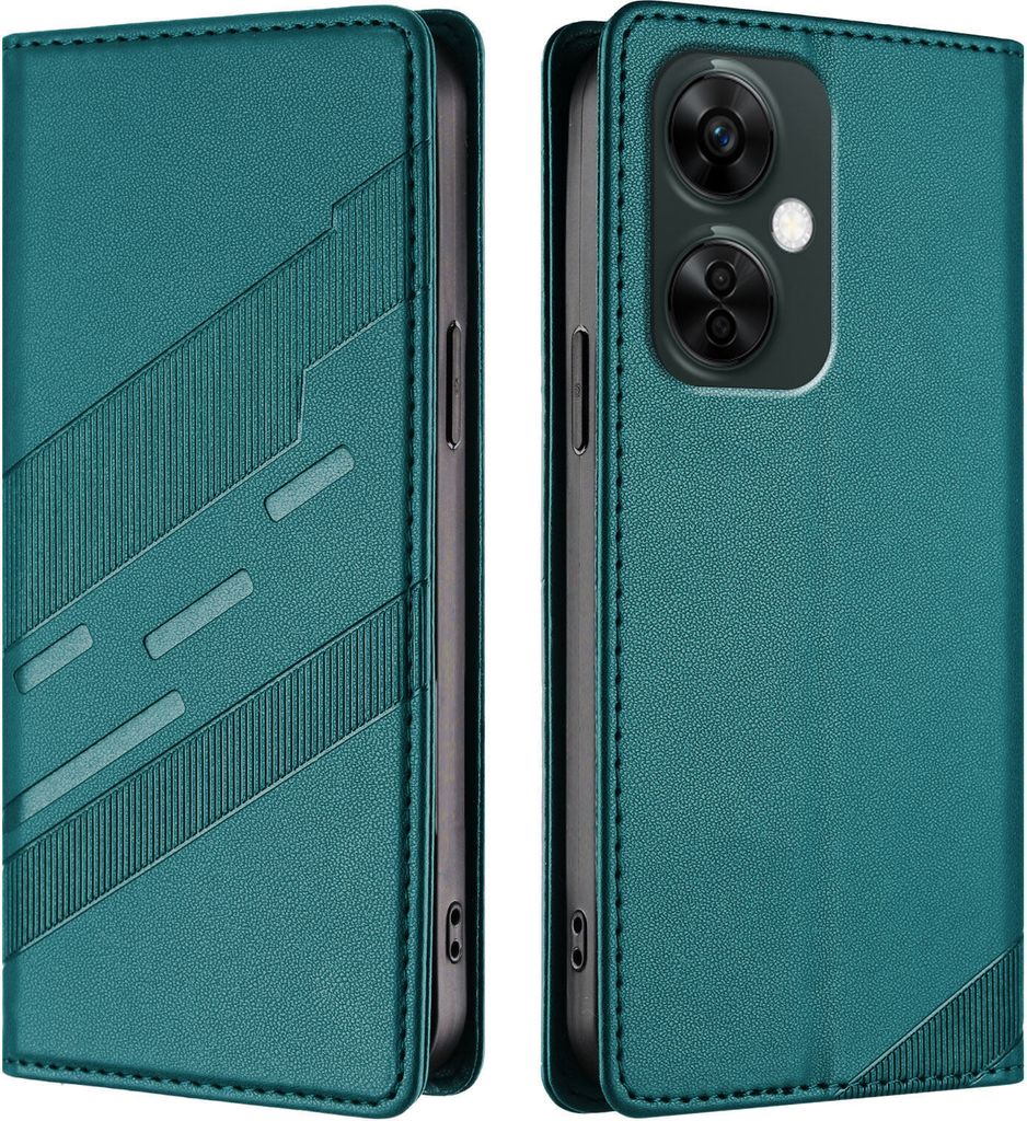 Hülle für OnePlus Nord N30 / Nord CE 3 Lite, Kunstleder Brieftaschen Handyhülle mit Kartenfach und Standfunktion Grün