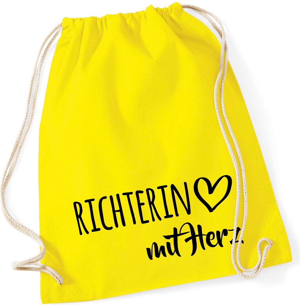 Huuraa Turnbeutel Richterin mit Herz 12 Liter Yellow Baumwolle Rucksack Geschenkidee
