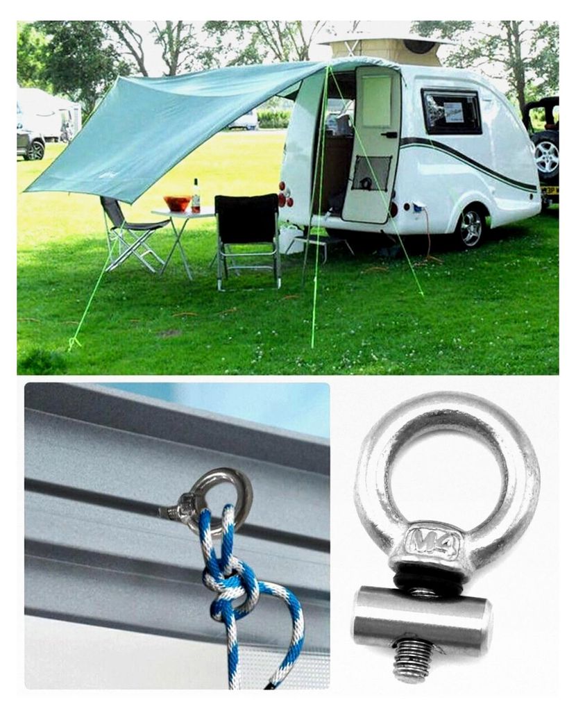 4 Stück Vorzeltstopper aus Edelstahl, Kederstopper, Markisenhaken Camping Blockierungskit für Kederschiene Zubehör für Wohnwagen, Wohnmobil, Ca...
