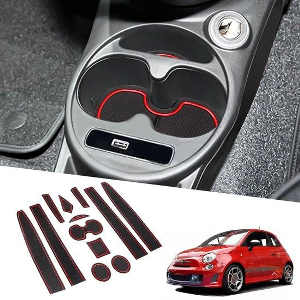 Kit tapis de rangement en caoutchouc pour console et porte-gobelet auto