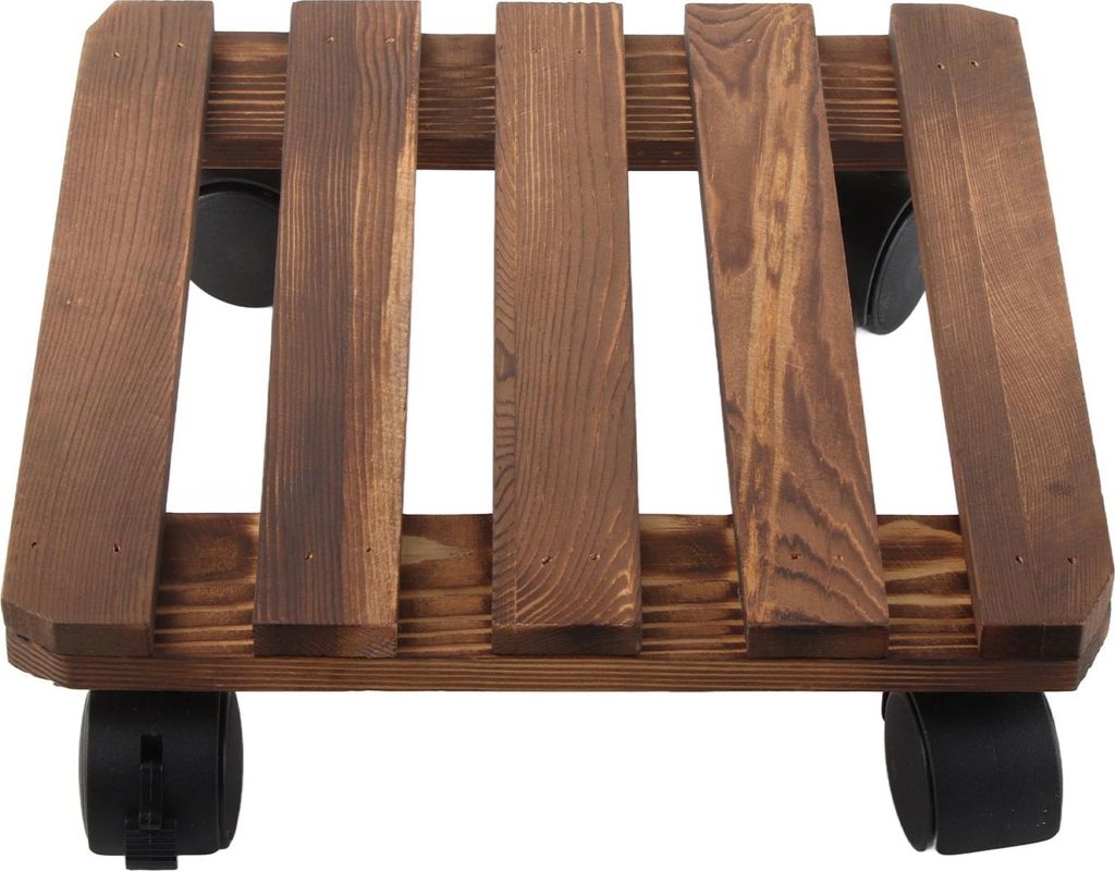 Mobiles Blumenregal Holz Indoor Pflanzen Caddy Langlebiger Blumenständer mit Rad für Balkon Wohnzimmer Tischplatte