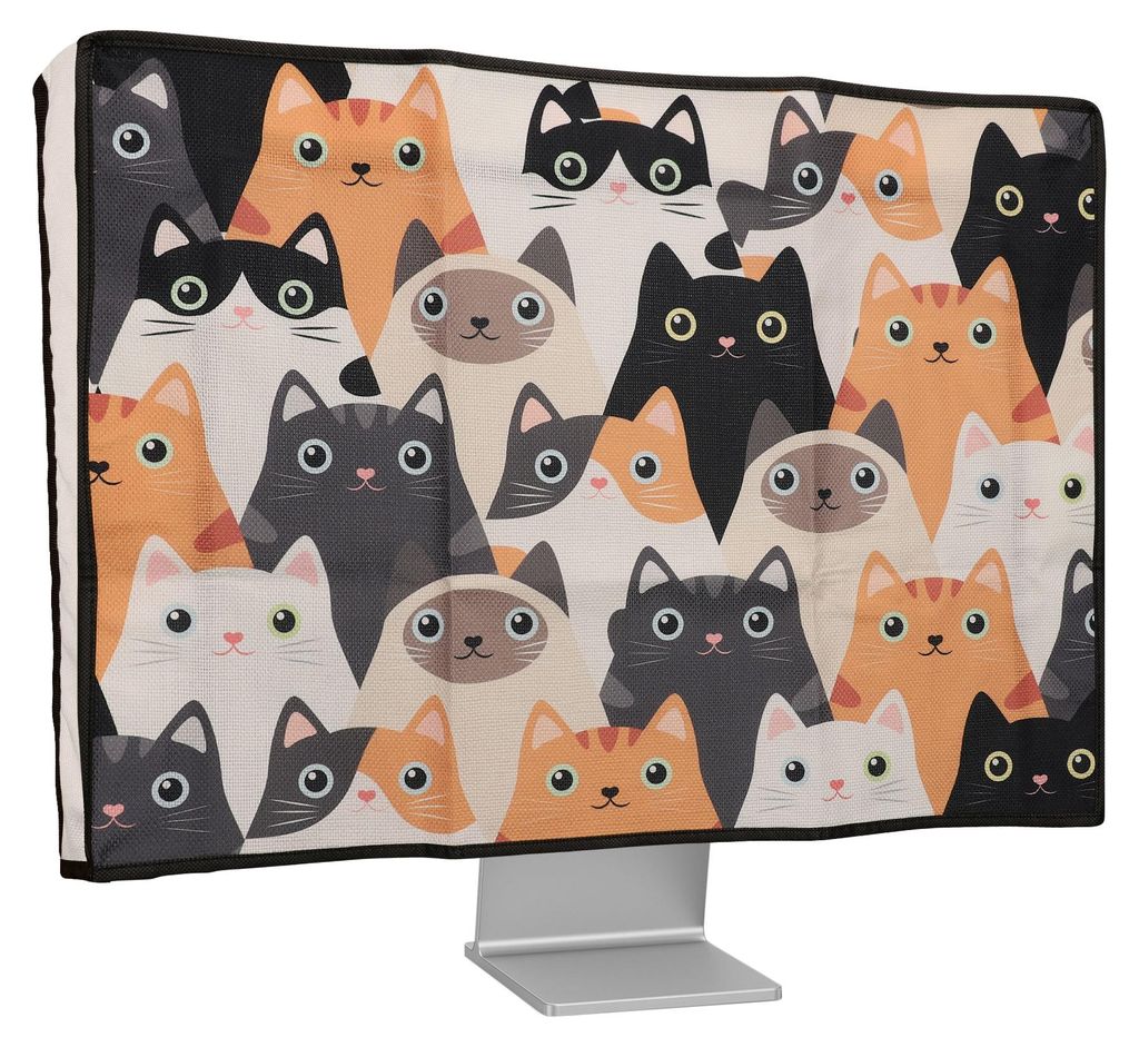 kwmobile Leinen Hülle kompatibel mit 27-28" Monitor - Schutzhülle Staubschutz Abdeckhaube für PC Bildschirm - Computer Screen Cover Staubhaube H...
