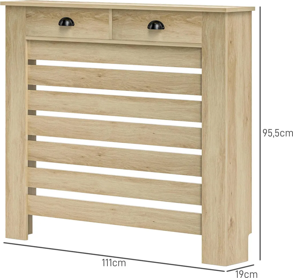 Masquer un radiateur inesthétique : cache-radiateur en MDF chêne 111cm - 3