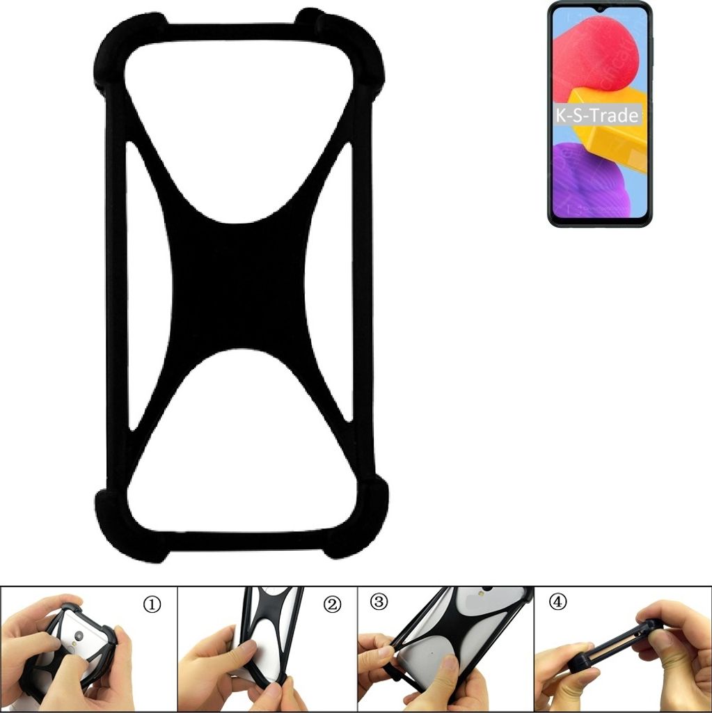 K-S-Trade Handy-Hülle Schutz-Hülle kompatibel mit Samsung Galaxy M13 Silikon Bumper TPU Softcase Smartphone Stoßschutz, schwarz