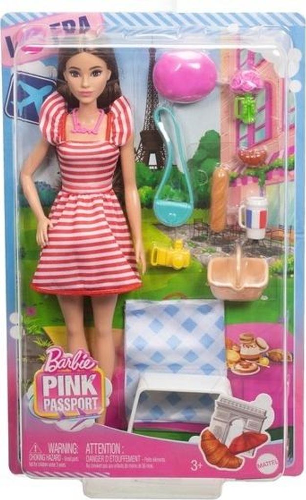 Barbie lalka Paris Rosa Passaporto+accessori HWH99 Immagine del prodotto 