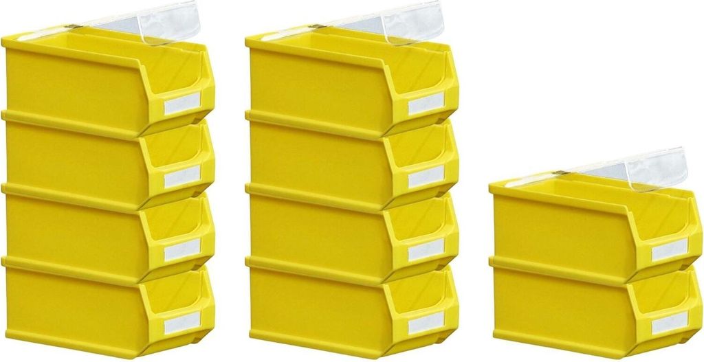 SparSet 10x Gelbe Sichtlagerbox 2.0 mit Abdeckung | HxBxT 7,5x10x17,5cm | 0,8 Liter | Sichtlagerbehälter, Sichtlagerkasten, Sichtlagerkastensortim...