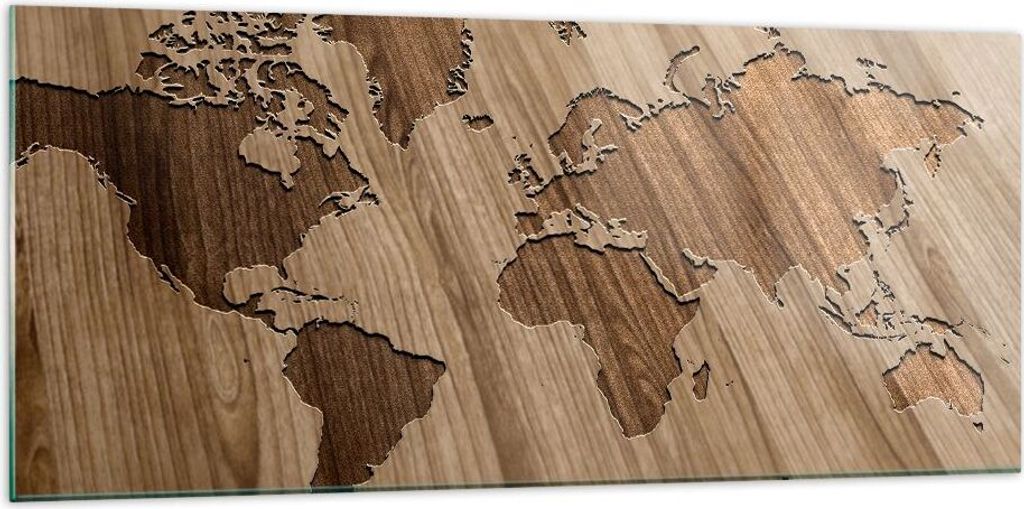 Bilder auf glas - Geographie Globus Karte - 120x50cm - Glasbilder - Wandbilder - Kunstdruck - zum Aufhängen bereit - Wanddekoration aus Glas - Gla...