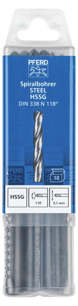 PFERD TOOLS Spiralbohrer STEEL Ø 9,5 mm HSS-G N DIN 338 118° universal 10 Stk