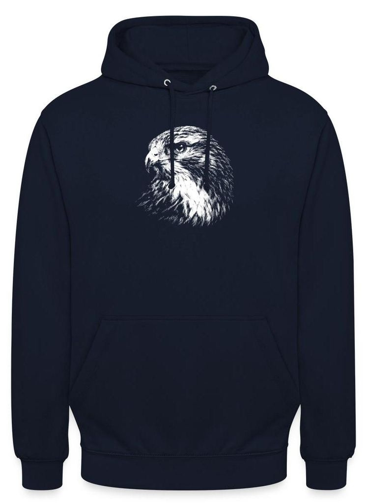 Spreadshirt Adler Kopf | Minimalistisches Adler Motiv Uni Hoodie, 3XL, Navy