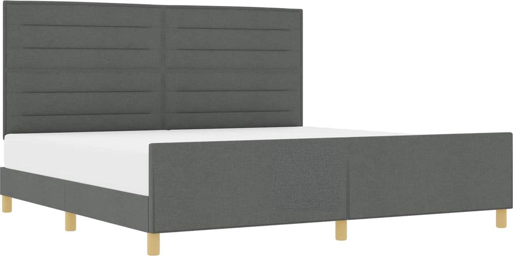 vidaXL Bettgestell mit Kopfteil Dunkelgrau 200 x 200 cm Stoff
