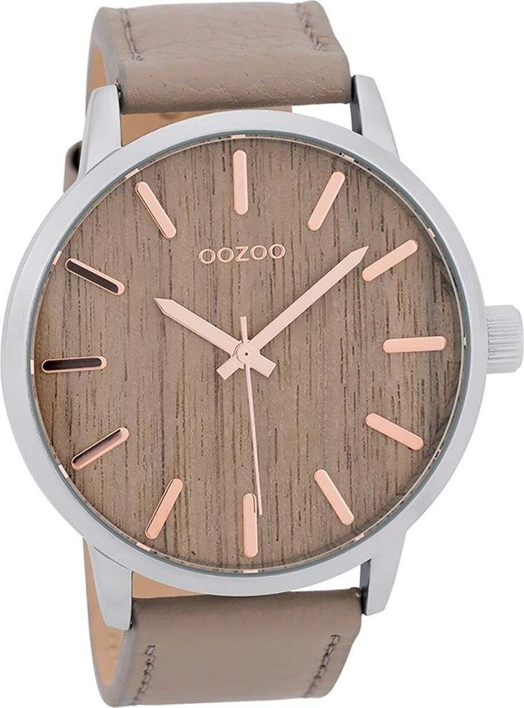 Oozoo Leder Herren Uhr Analog Quarzuhr Armband grau Timepieces D2UOC9257