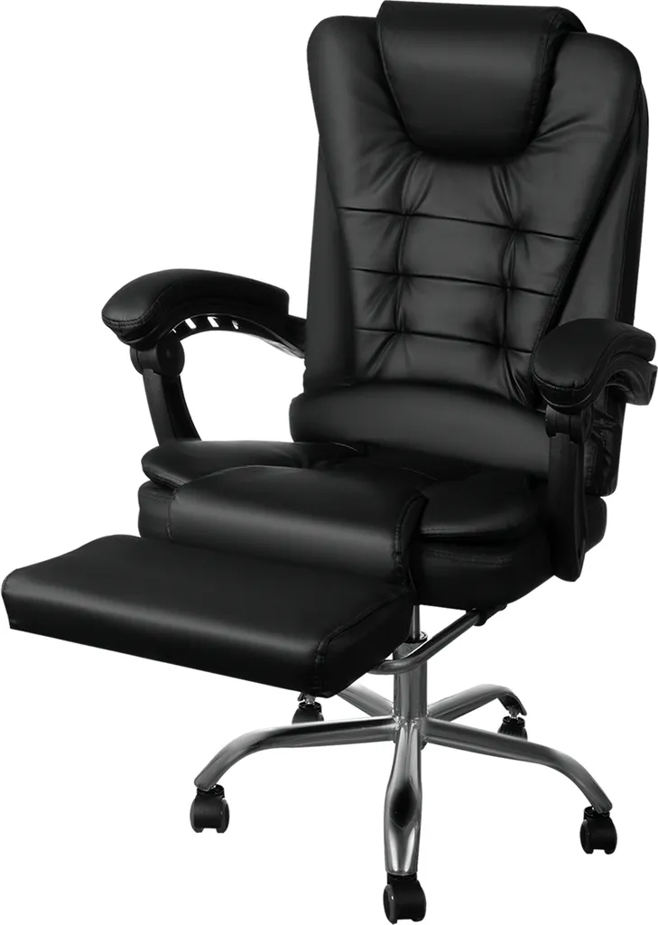 Chaise ergonomique de bureau pivotante 16224 Noire avec similicuir