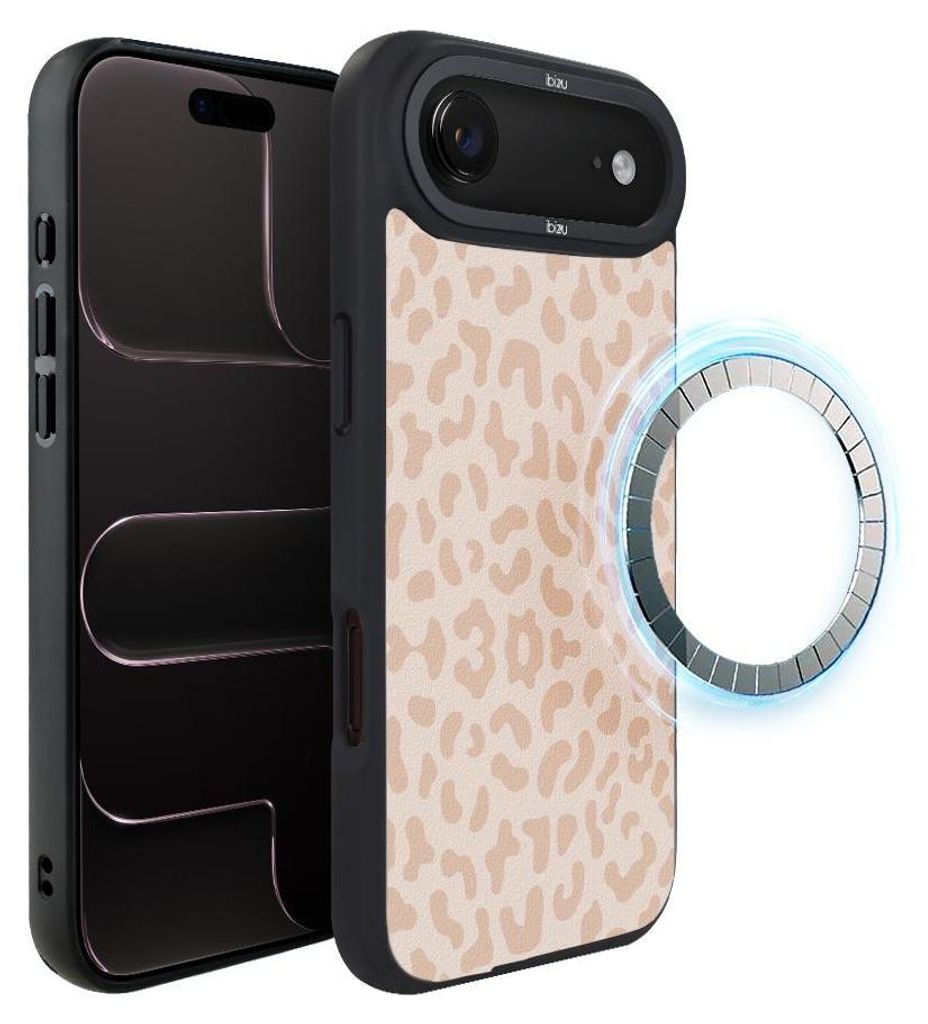 Schutzhülle für das iPhone Air, MagSafe-kompatibel, mattschwarze Seiten, zartes Leopardenmuster