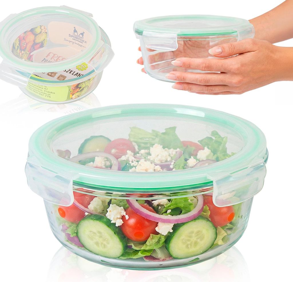 SUPERBUTELKI - Hermetyczny pojemnik szklany okrągły 960 ml Zdjęcie produktu 
