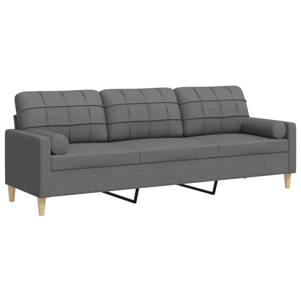 Canapé 3 places tissu gris foncé 210 cm : Confort et design minimaliste
