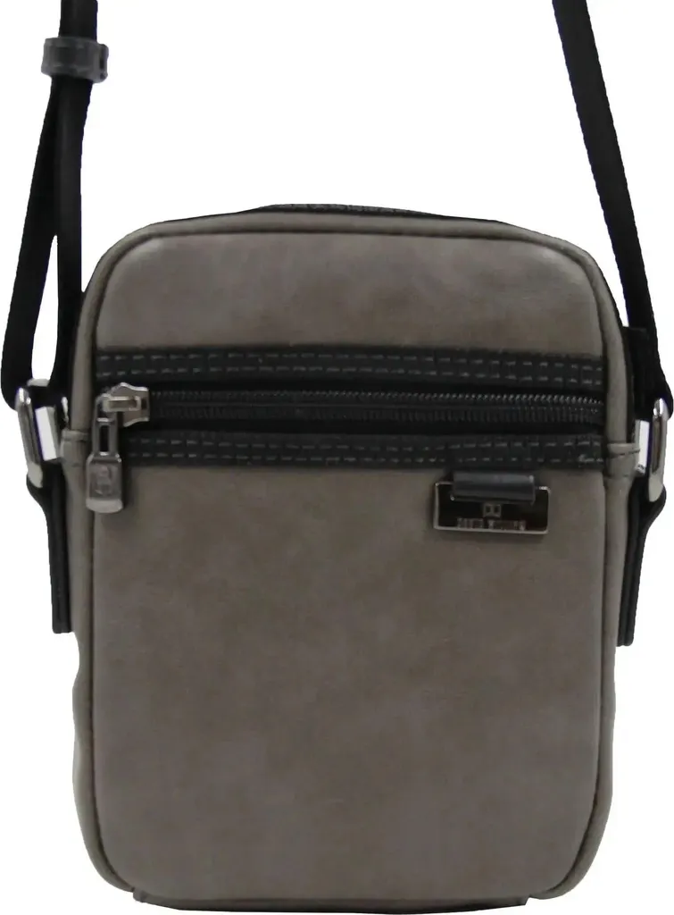 David William Sacoche Bolton Gris - Sac Bandoulière Homme en Cuir Graine