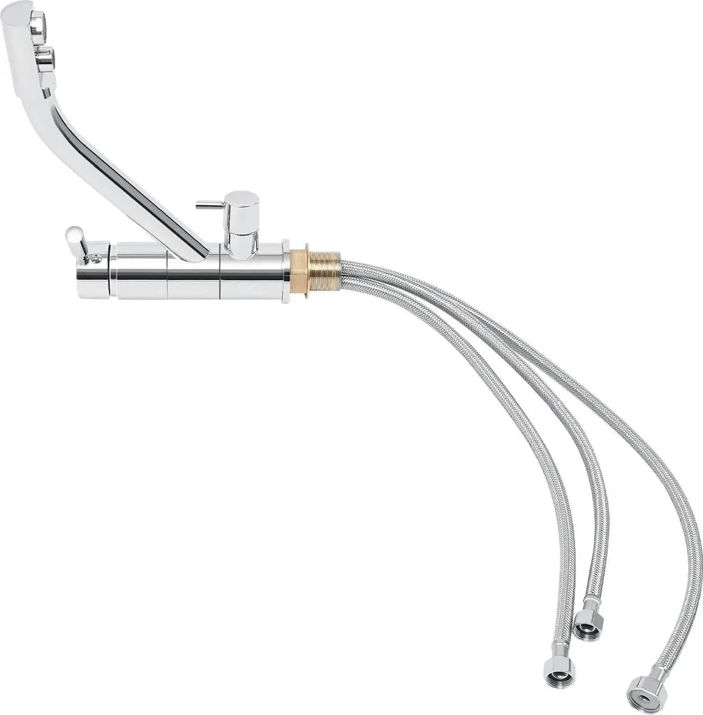 Elegante Rubinetto Cucina Argento 3 Vie - Filtro Acqua e Doppia Leva G3/8