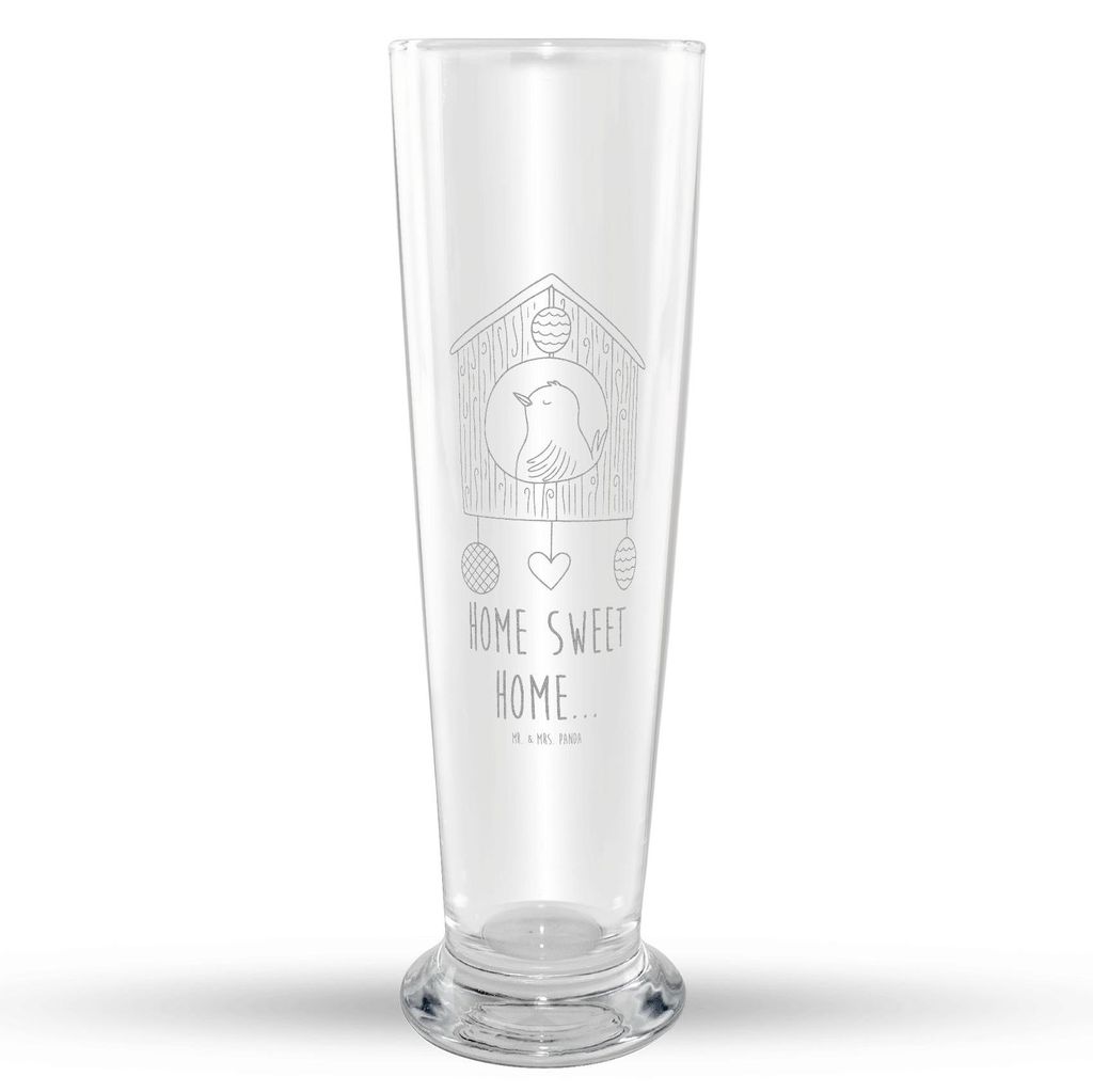 Mr. & Mrs. Panda Bierglas Vogelhaus Home - Transparent - Geschenk, Weizenbier Glas, Sweet, Bier, Mr Mrs Weizenglas, Umzug, Einzugsgeschenk, Haus, L...