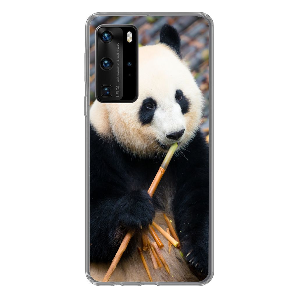 MuchoWow Handyhülle Schutzhülle Hülle für Huawei P40 Pro Großer Panda - Bambus - Blätter Silikon Softcase Handy Hülle - Schutz