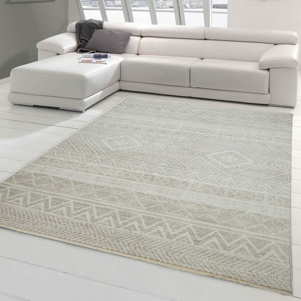 Landhaus Teppich im Zick Zack Design in creme Größe - 200 x 290 cm