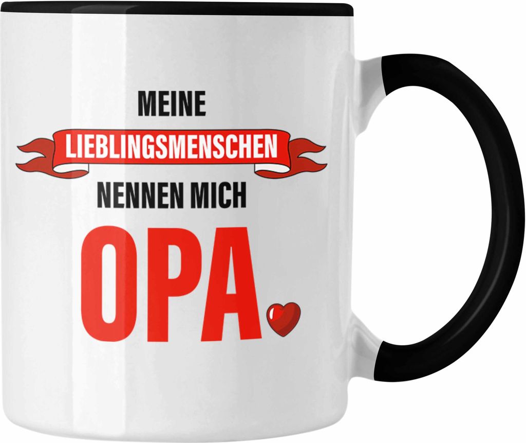 Trendation - Opa Geschenke Geschenk Tasse mit Spruch Opa Geschenkidee Nichte Enkel Vatertag Großvater (Schwarz)