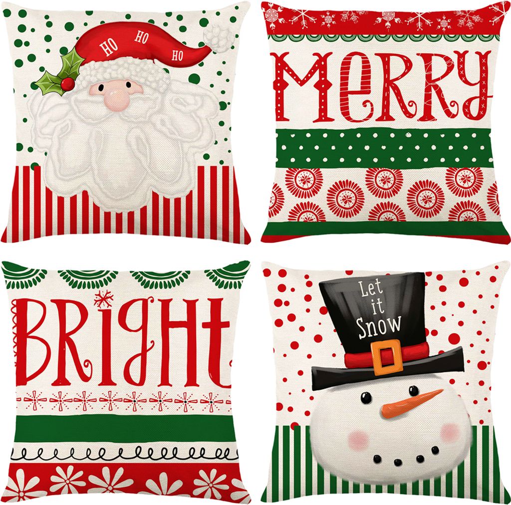 4x Weihnachten Deko Kissenbezüge 45x45 cm, Rot Weiches Produktbild 