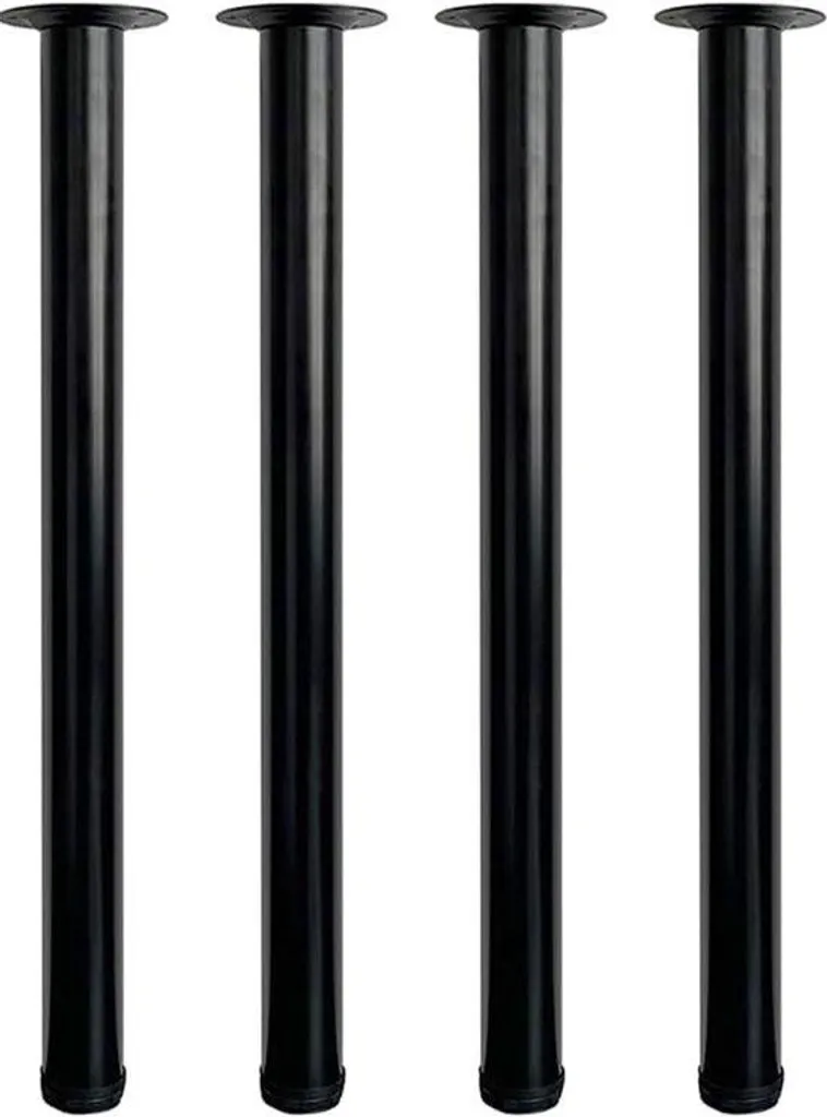Pieds de bureau réglables en métal noir 70 cm - Lot de 4 haute stabilité