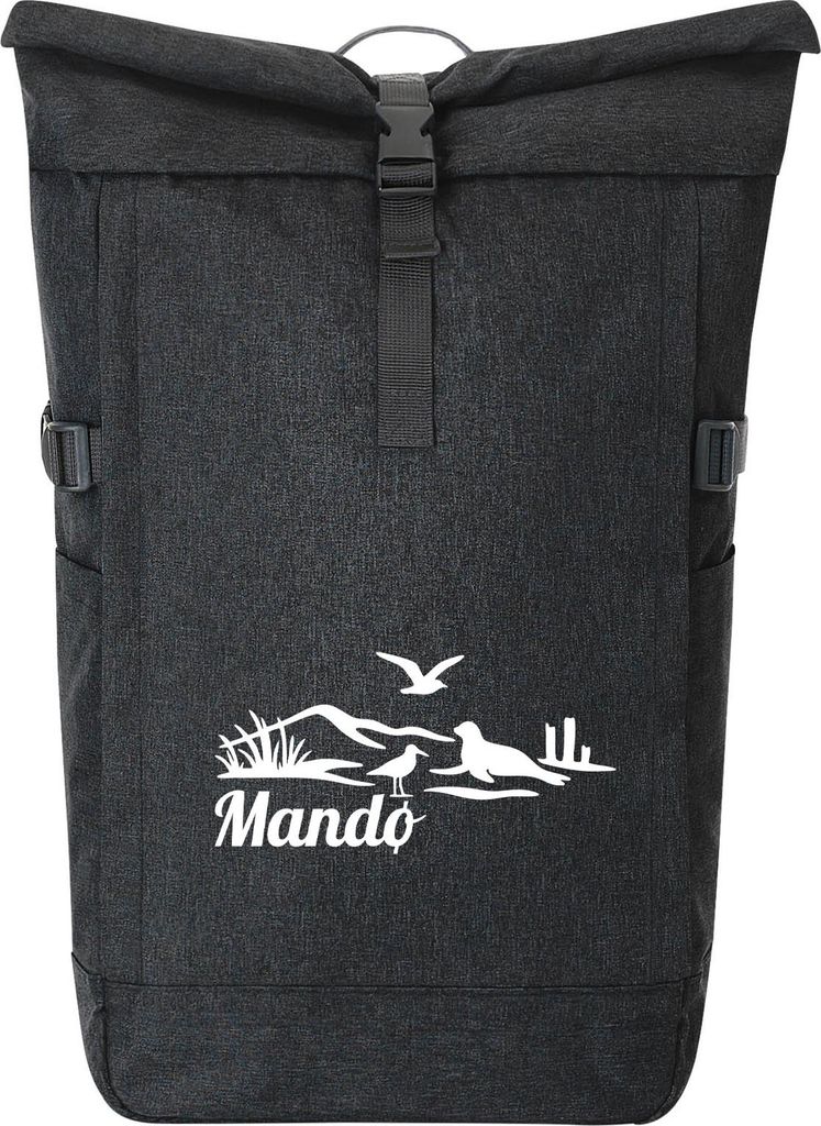 Huuraa Kurierrucksack Mandø Dänemark 30-44 Liter Black Melange Fairtrade Rolltop Rucksack Geschenkidee