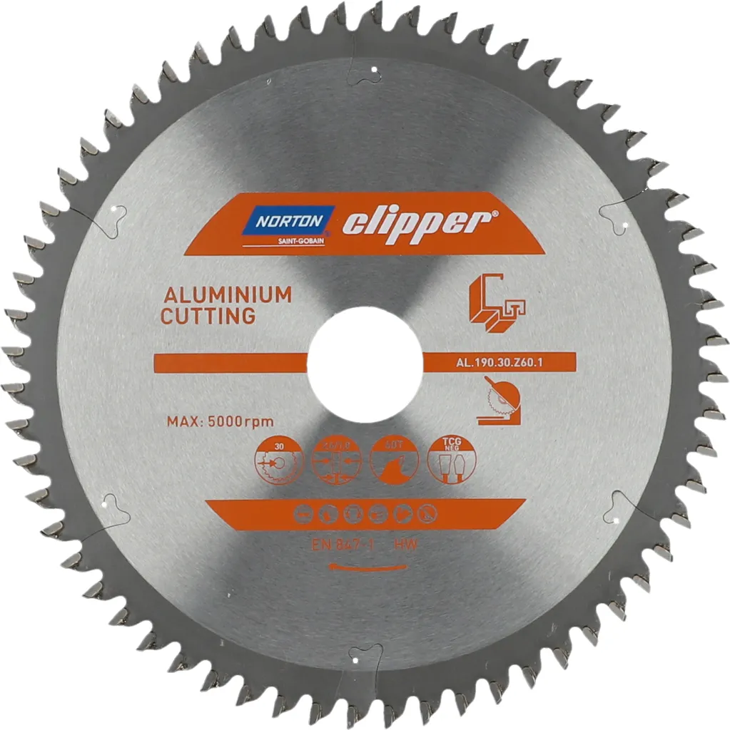 Lame Scie Table pour Menuiserie Aluminium 250mm 80Z Norton Clipper