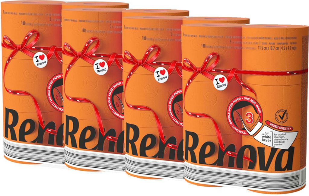 Toilettenpapier - orange - 24 Rollen (4 Packs á 6 Rollen)