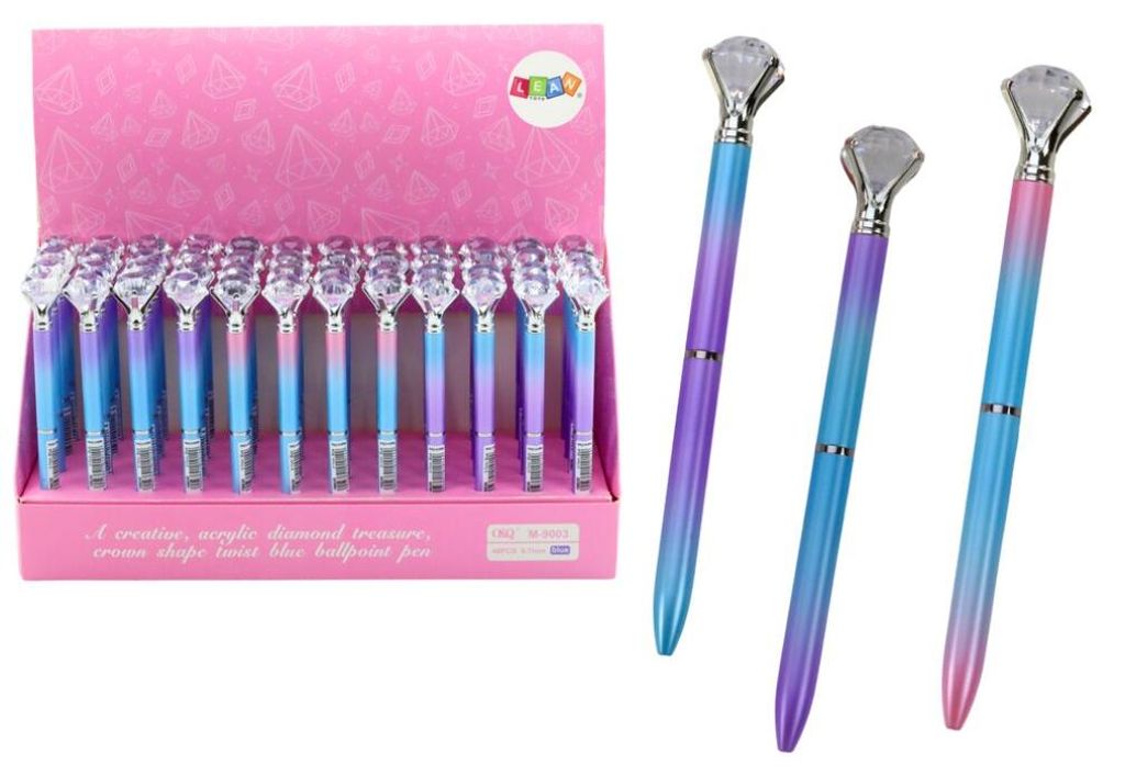 Leantoys Diamant-Kugelschreiber, bunt, blaue Mine, 0,7 mm, Mix
