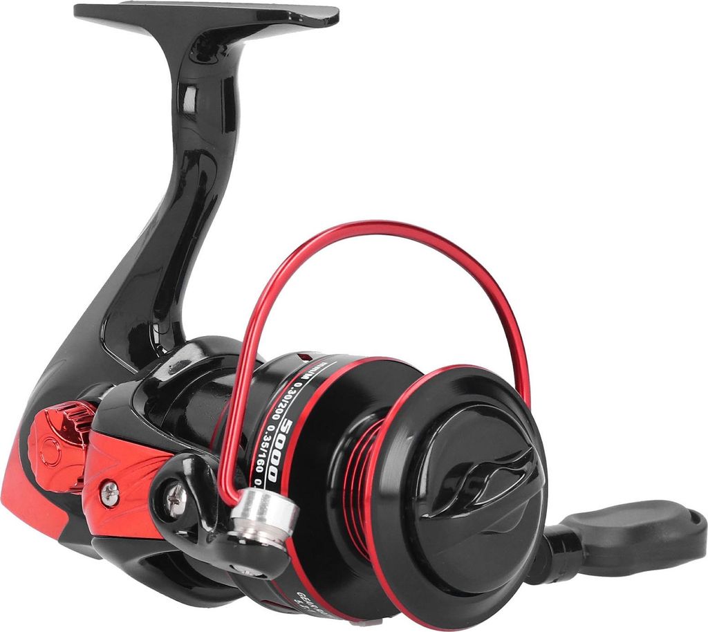 Metall-Spinnrad-Spule, Meeresruten-Köder, Felsenfischen, Long-Shot-Rollen-Zubehör, Schwarz, RotDM5000