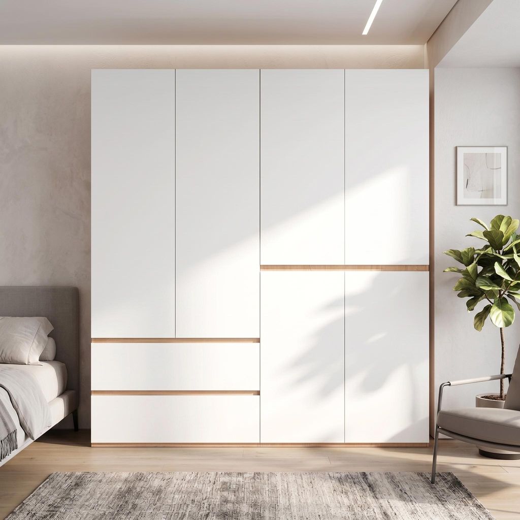 Kleiderschrank 180x50x200, 6 Türen, 2 Kleiderstangen, 5 Produktbild  KI-generiertes Bild