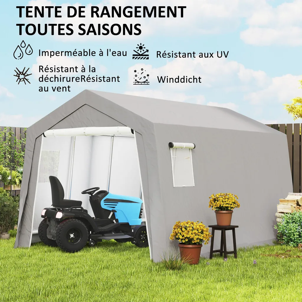 Abri Vélo Extérieur avec Porte Zippée et Toile Anti-UV Protection Totale