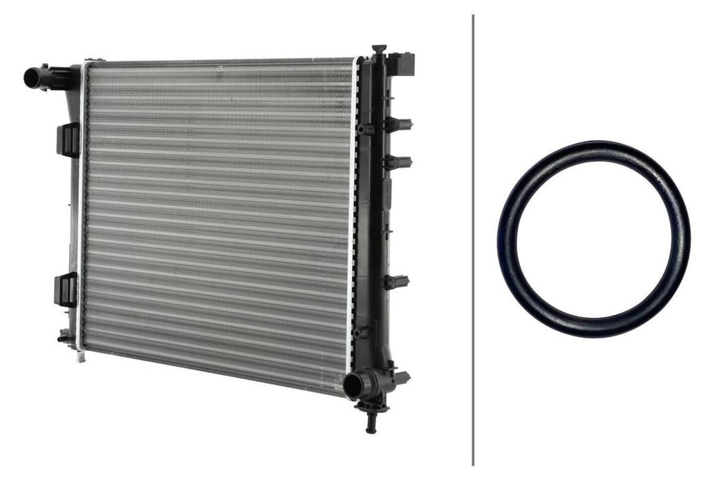 Kühler Motorkühlung Kühlrippen gelötet 480 x 416 mm HELLA für u.a. FIAT 500