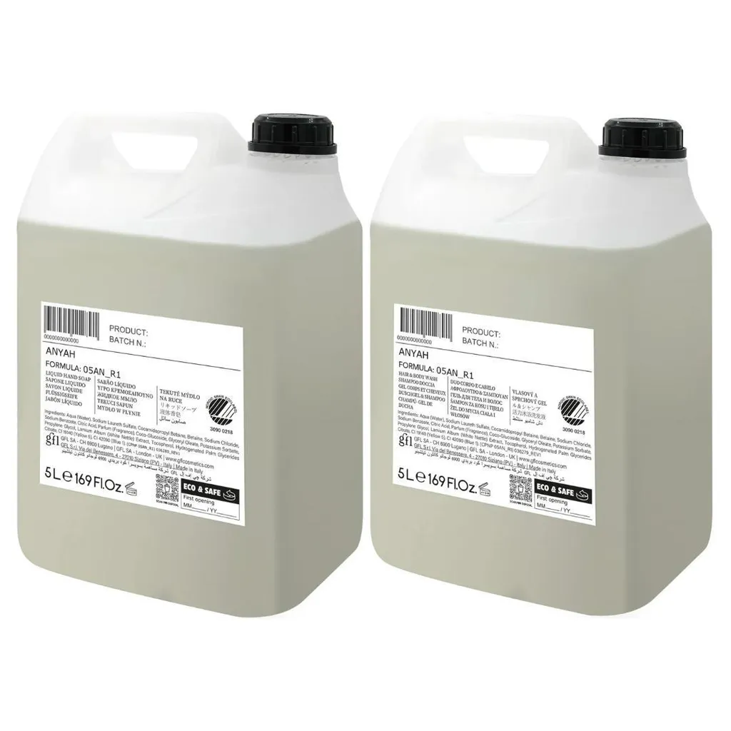 Savon liquide 5L Anyah pour Distributeur avec Gel Douche 2en1 Corps