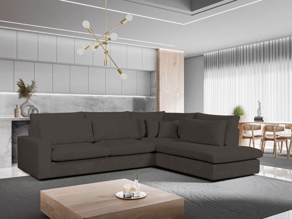 sesto senso Elegantes Ecksofa für Wohnzimmer - Modernes Wohnzimmersofa mit Rückenkissen und verstellbaren Kopfstützen - Wohnzimmercouch - Rechts...