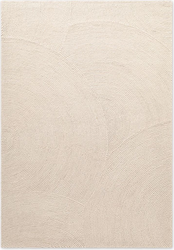 NYVI Teppich Eleni - Pflegeleicht, Strapazierfähig, für Innen geeignet - Wohnzimmerteppich Wollteppich - 80x300 cm Rechteckig - Natur Weiß
