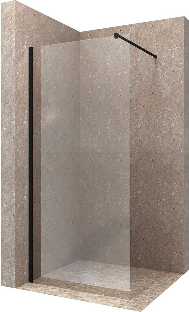 Duschabtrennung schwarz matt Duschwand Glas 120x200 cm Begehbare Dusche Glaswand Glastrennwand Glasduschwand Trennwand für Duschwanne 10 mm Sicher...