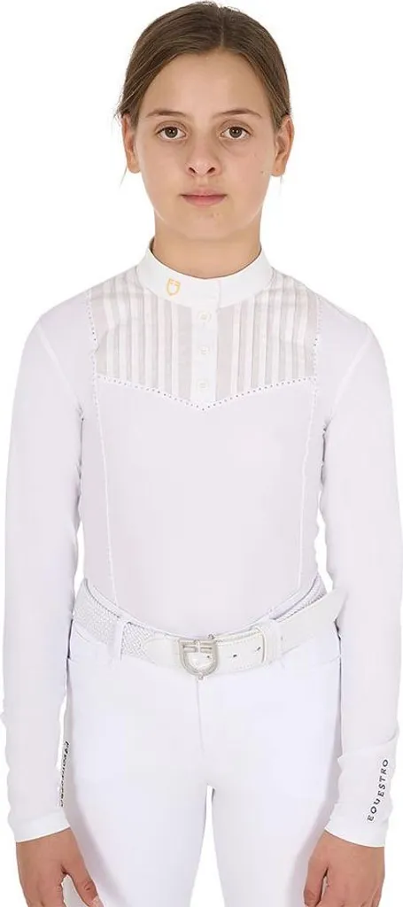 Tenue de concours équestre blanche fille 12 ans Equestro manches longues