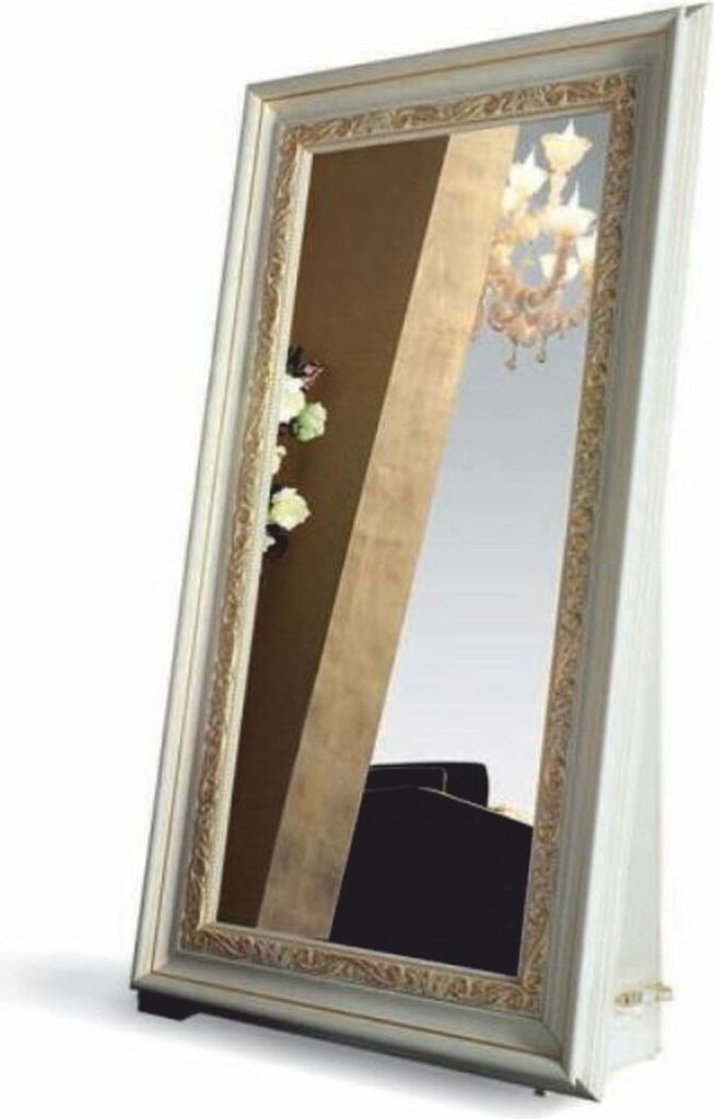 Casa Padrino Luxus Barock Standspiegel Elfenbein / Gold H. 214 cm - Italy