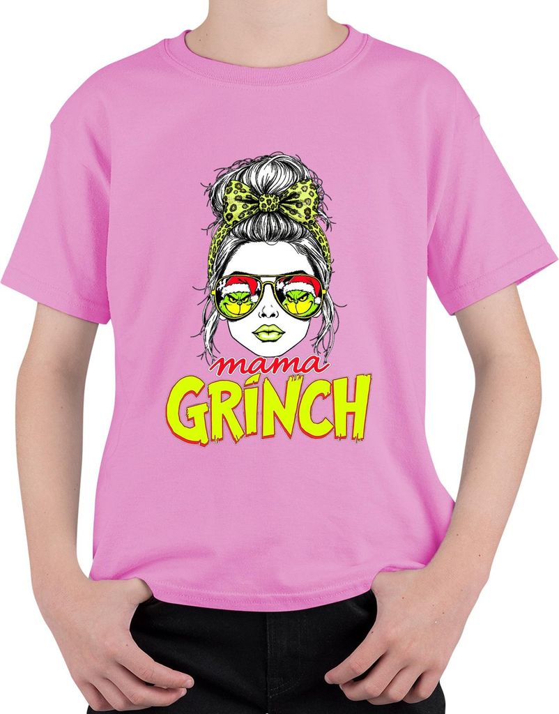 mama GRÍNCH Weihnachten Geschenk Mutter Lustig Grinchmama Retro Uni Kinder T-Shirt, Pink, 140