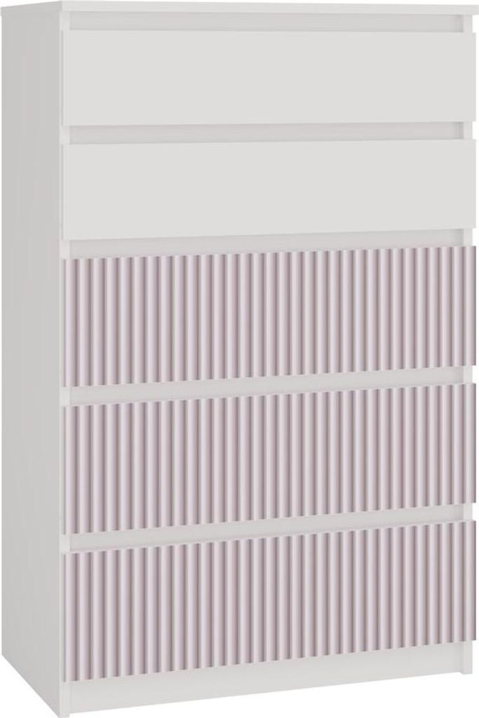 Große MALWA M5 ARTESO Kommode mit 5 Schubladen – Modernes Design | Weiß/Rosa | 70x40x109,5 cm